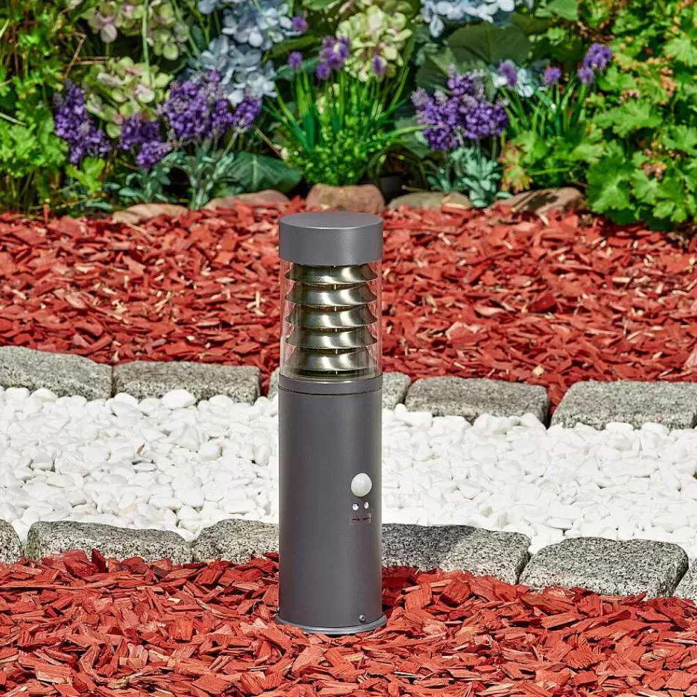 hofstein Borne Lumineuse Dakar Anthracite, 1 Lumiere, Detecteur De Mouvement
