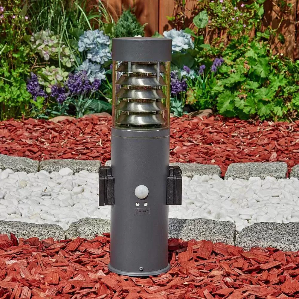 hofstein Borne Lumineuse Dakar Anthracite, 1 Lumiere, Detecteur De Mouvement