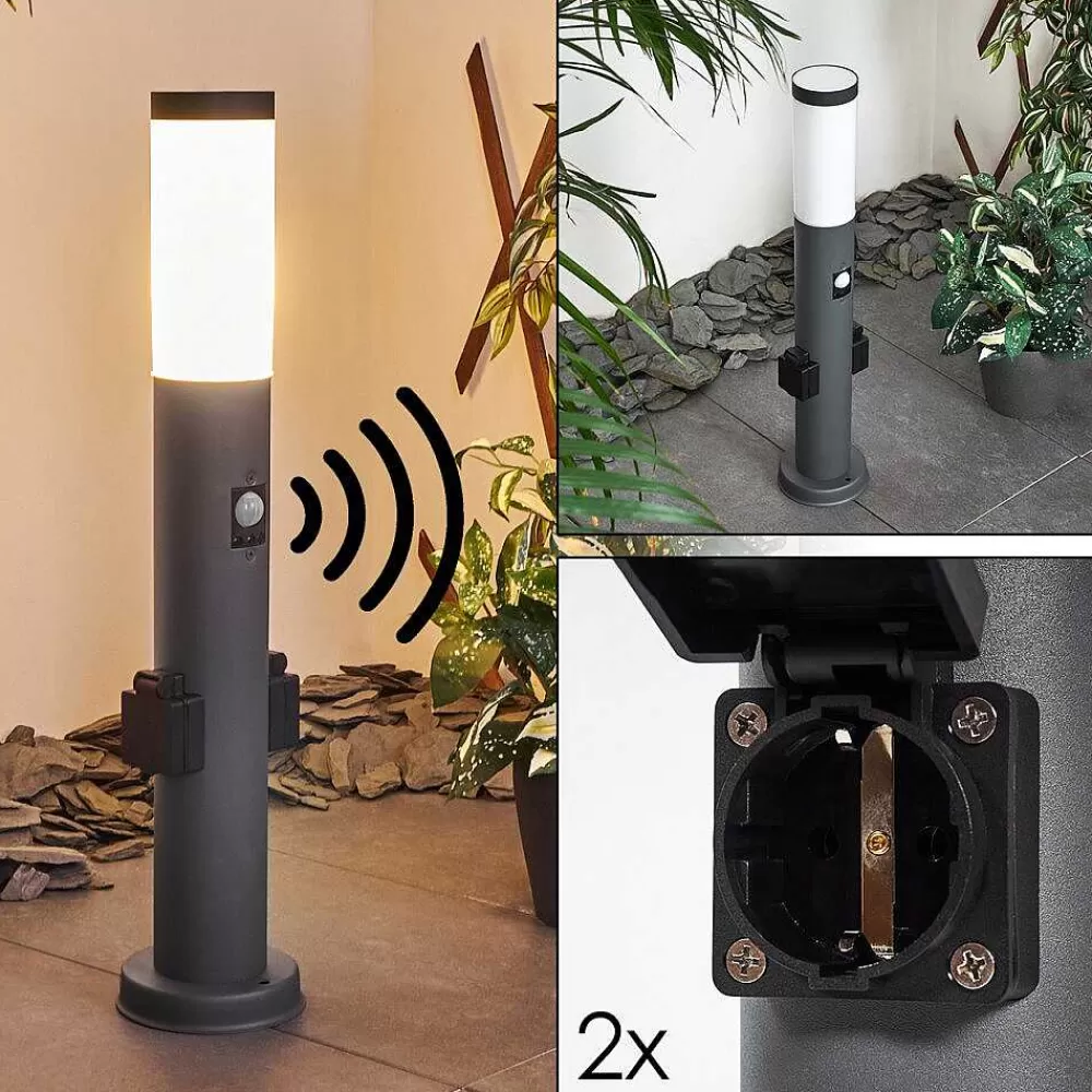 hofstein Borne Lumineuse Gaborone Anthracite, 1 Lumiere, Detecteur De Mouvement