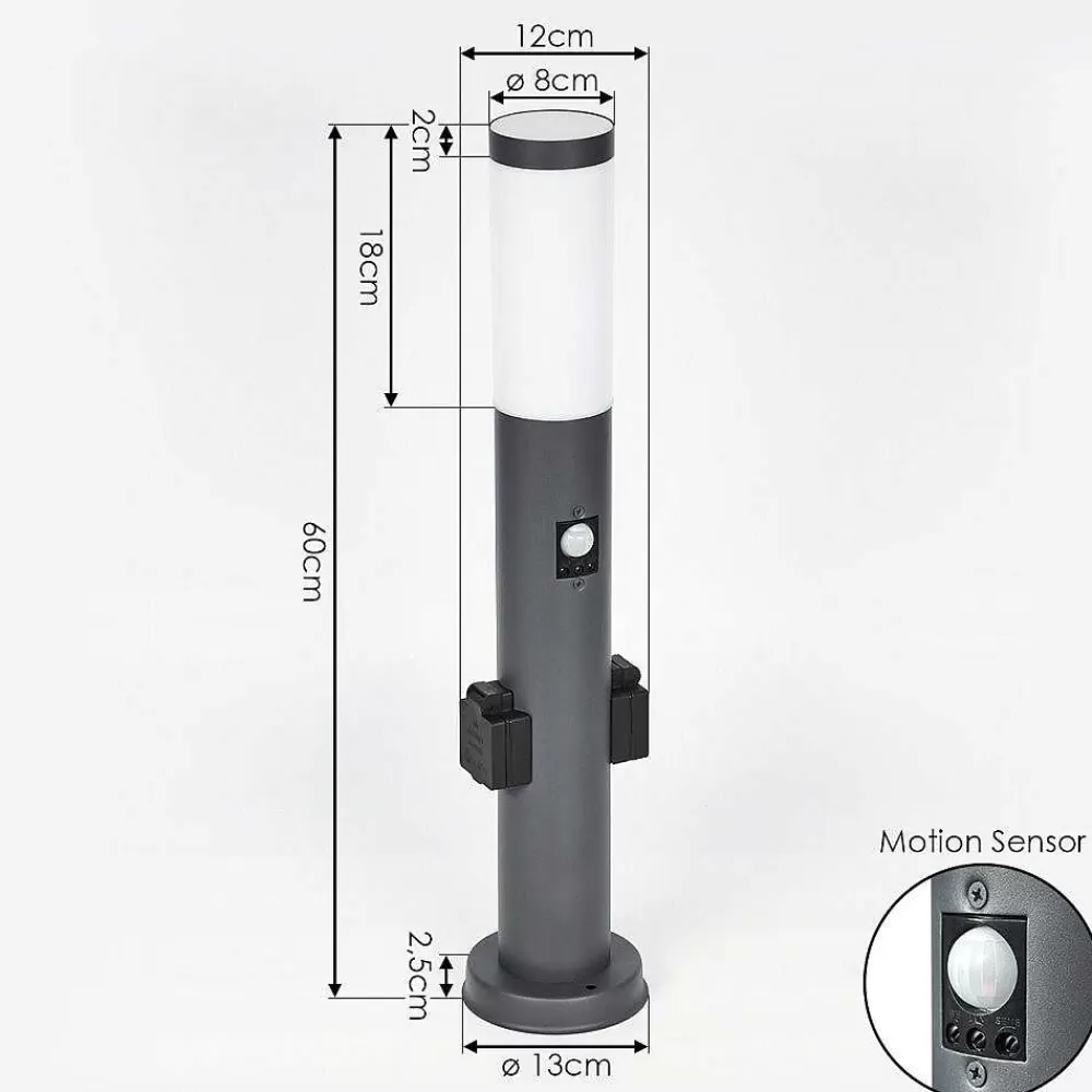 hofstein Borne Lumineuse Gaborone Anthracite, 1 Lumiere, Detecteur De Mouvement