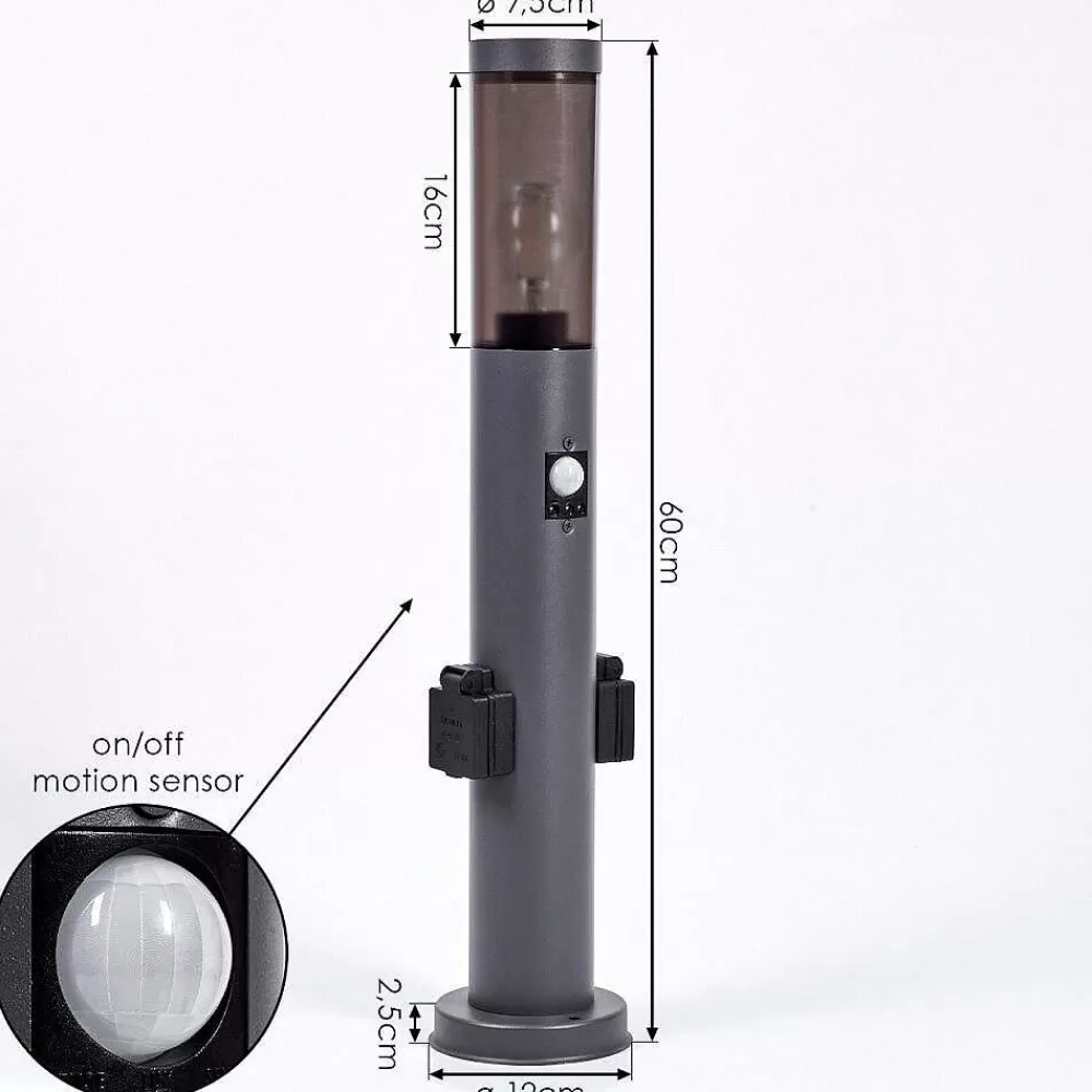 hofstein Borne Lumineuse Gaborone Anthracite, 1 Lumiere, Detecteur De Mouvement