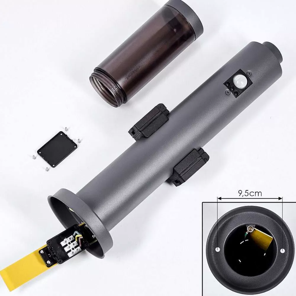 hofstein Borne Lumineuse Gaborone Anthracite, 1 Lumiere, Detecteur De Mouvement
