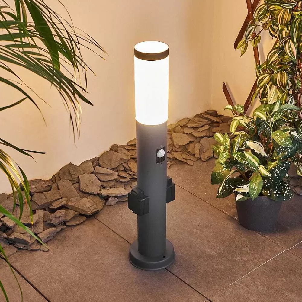 hofstein Borne Lumineuse Gaborone Anthracite, 1 Lumiere, Detecteur De Mouvement
