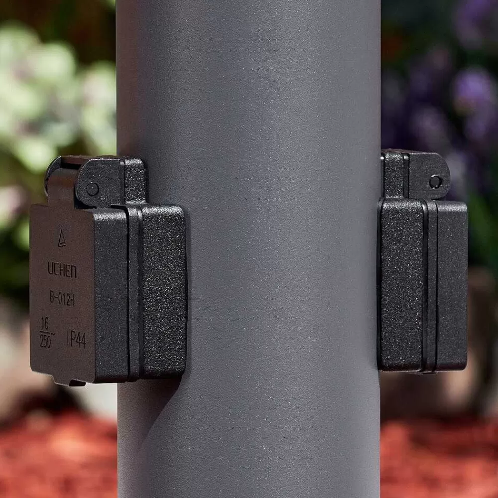 hofstein Borne Lumineuse Gaborone Anthracite, 1 Lumiere, Detecteur De Mouvement