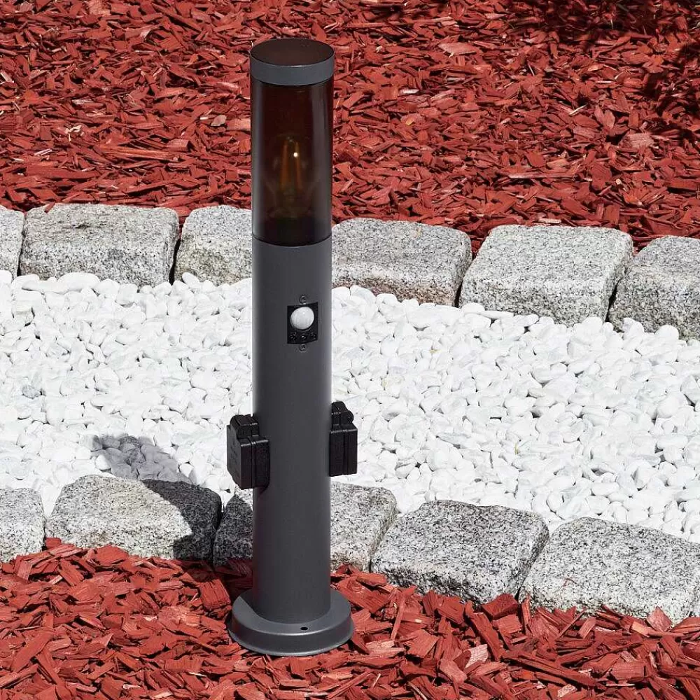 hofstein Borne Lumineuse Gaborone Anthracite, 1 Lumiere, Detecteur De Mouvement