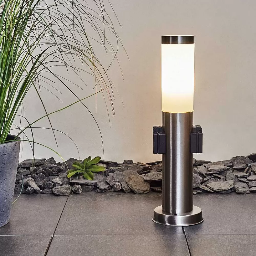 hofstein Borne Lumineuse Gaborone Led Nickel Mat, 1 Lumiere