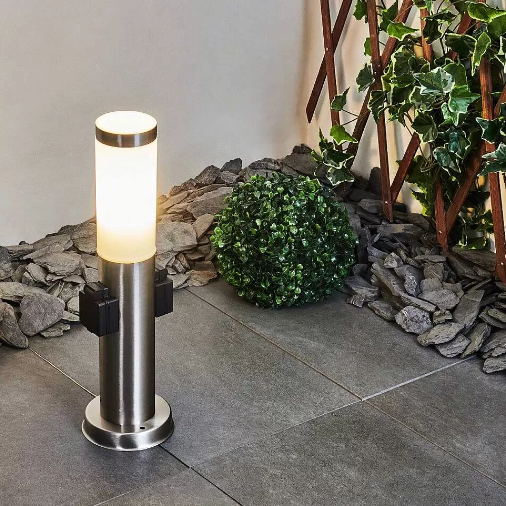 hofstein Borne Lumineuse Gaborone Led Nickel Mat, 1 Lumiere