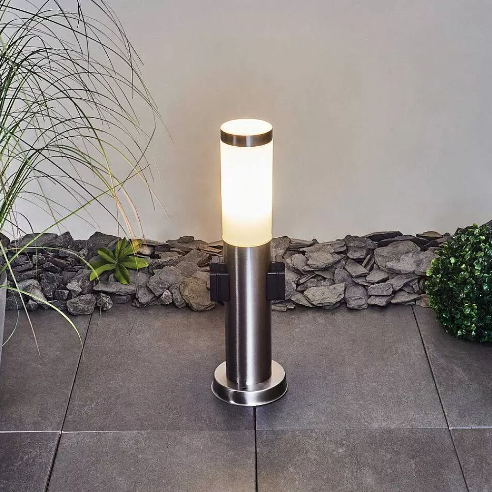 hofstein Borne Lumineuse Gaborone Led Nickel Mat, 1 Lumiere