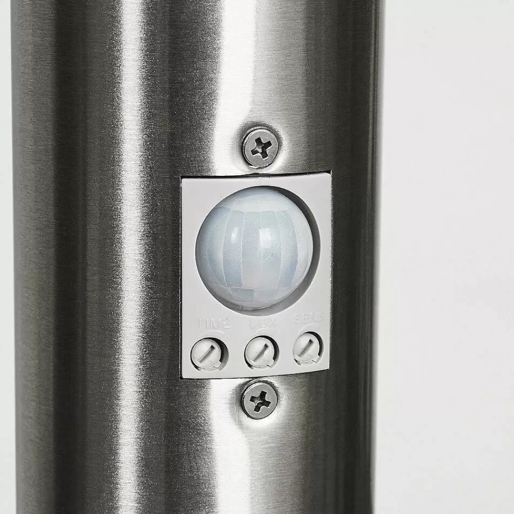 hofstein Borne Lumineuse Gaborone Led Nickel Mat, 1 Lumiere, Detecteur De Mouvement