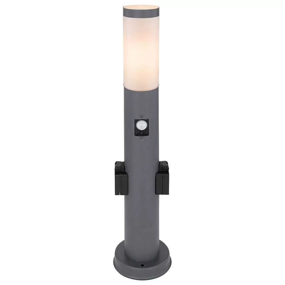 Luminaires Globo Lighting Borne Lumineuse Globo Boston Anthracite, 1 Lumiere, Detecteur De Mouvement