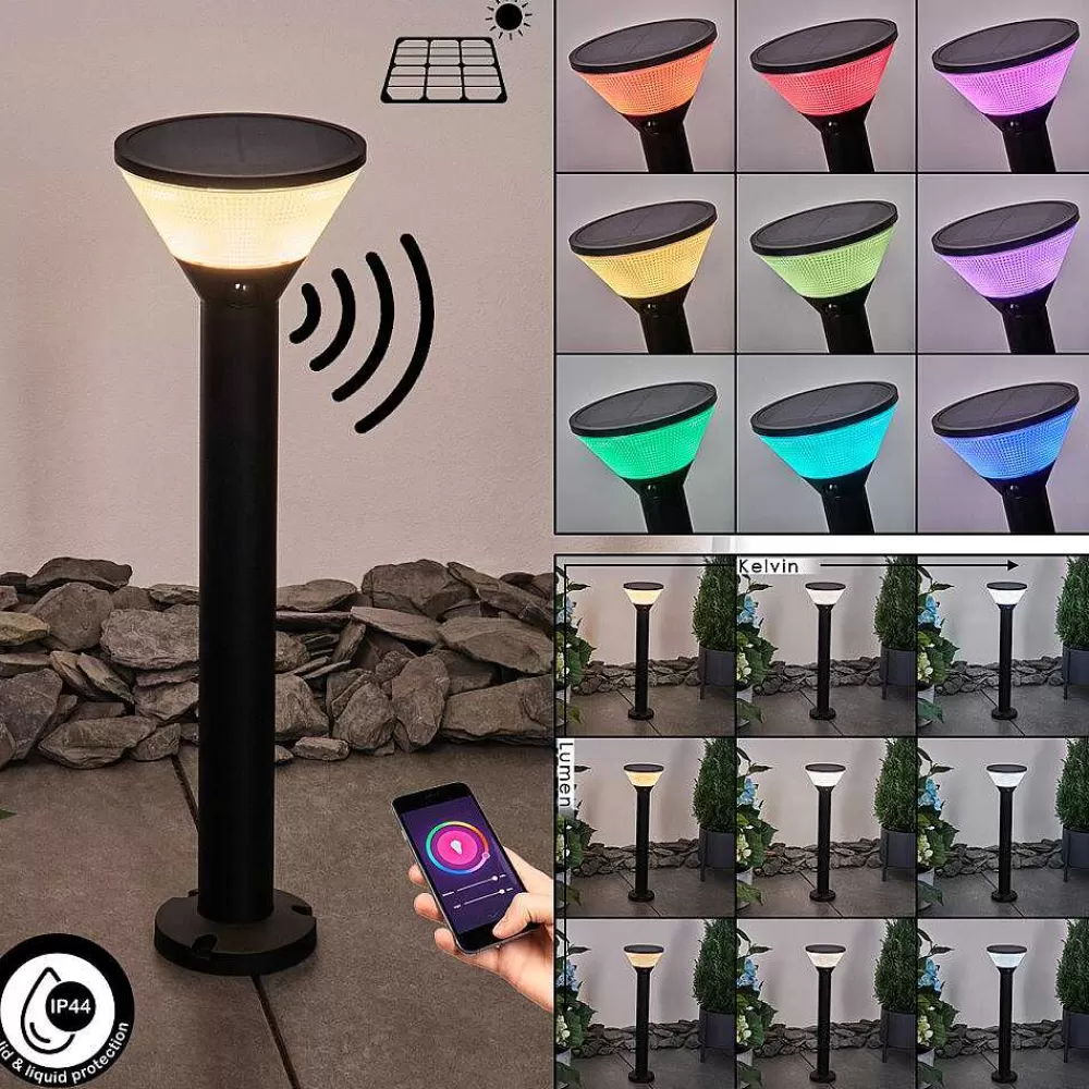 hofstein Borne Lumineuse Joennierni Led Noir, 1 Lumiere, Detecteur De Mouvement, Changeur De Couleurs