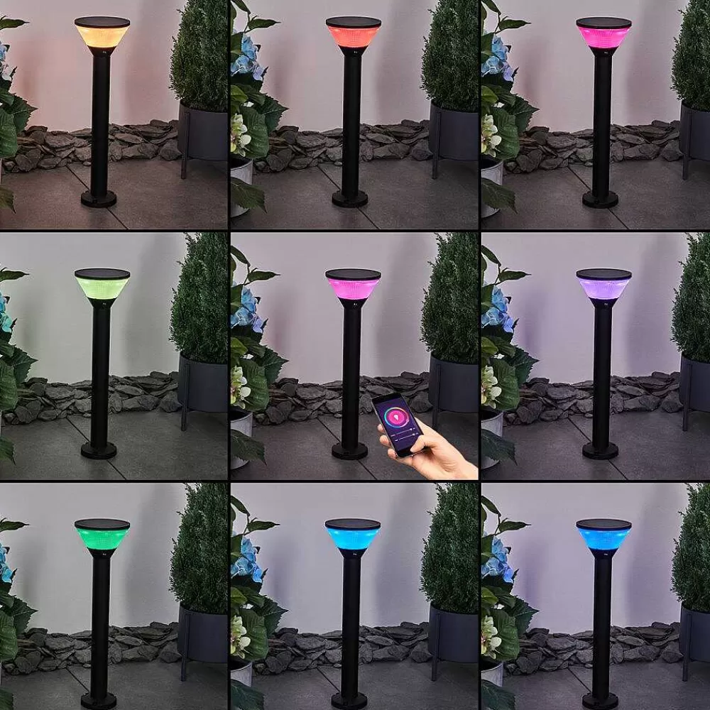 hofstein Borne Lumineuse Joennierni Led Noir, 1 Lumiere, Detecteur De Mouvement, Changeur De Couleurs