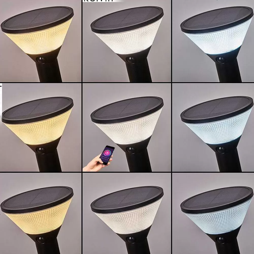 hofstein Borne Lumineuse Joennierni Led Noir, 1 Lumiere, Detecteur De Mouvement, Changeur De Couleurs