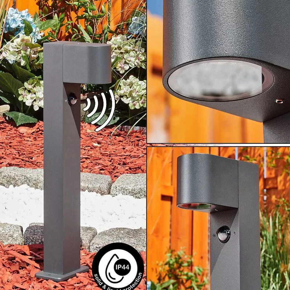 hofstein Borne Lumineuse Kingstown Anthracite, 1 Lumiere, Detecteur De Mouvement