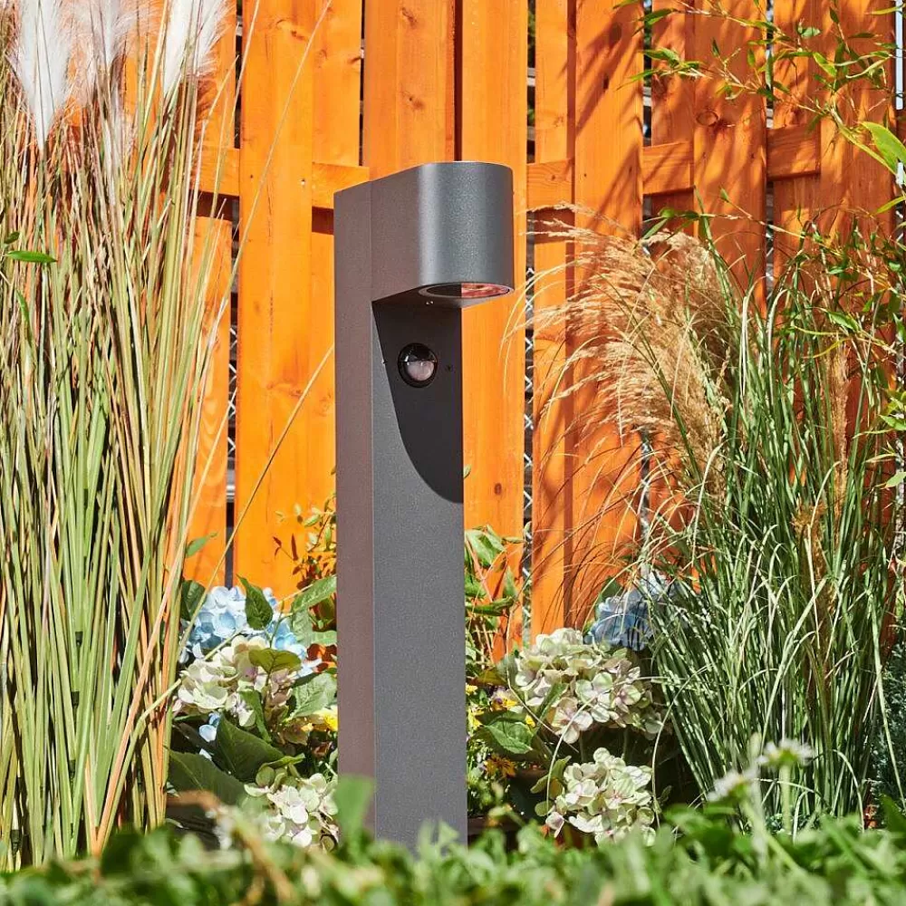 hofstein Borne Lumineuse Kingstown Anthracite, 1 Lumiere, Detecteur De Mouvement