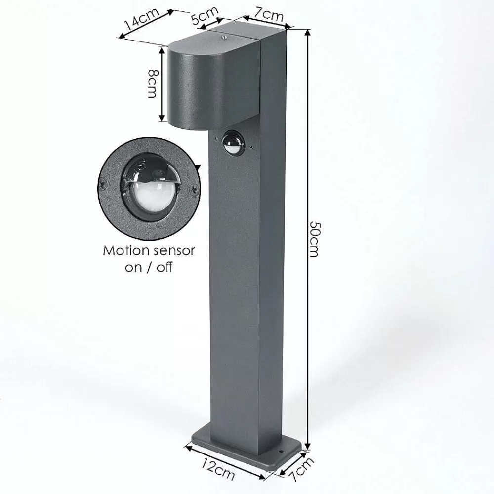 hofstein Borne Lumineuse Kingstown Anthracite, 1 Lumiere, Detecteur De Mouvement