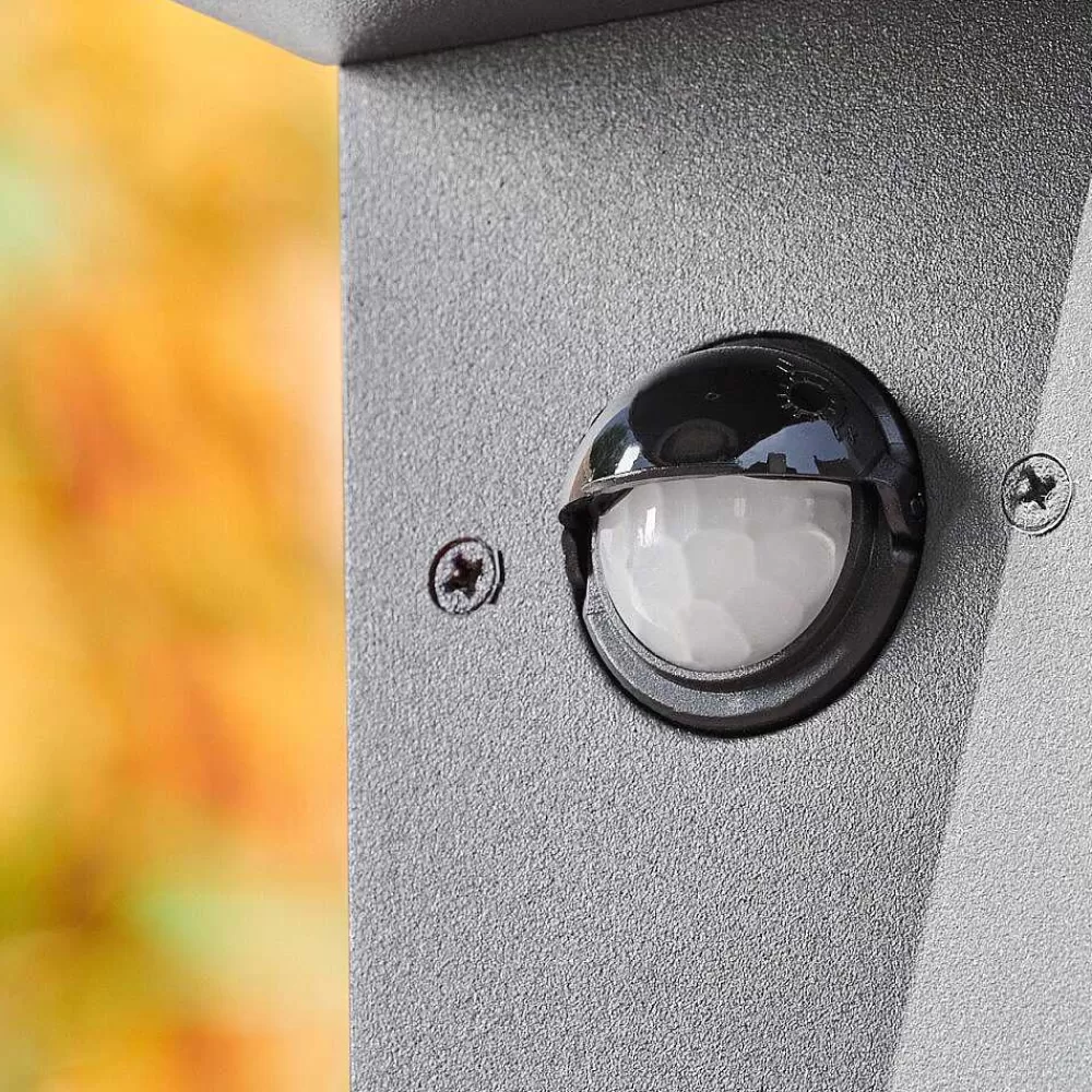 hofstein Borne Lumineuse Kingstown Anthracite, 1 Lumiere, Detecteur De Mouvement