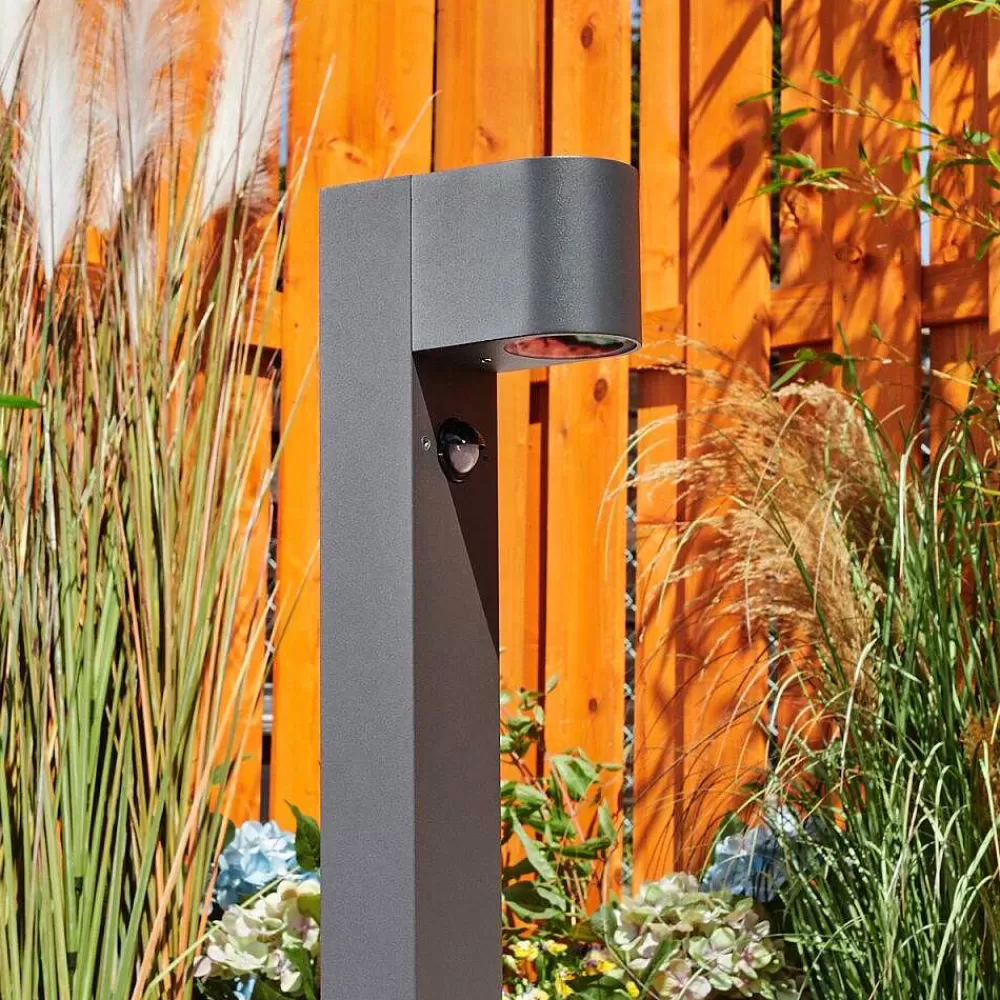 hofstein Borne Lumineuse Kingstown Anthracite, 1 Lumiere, Detecteur De Mouvement
