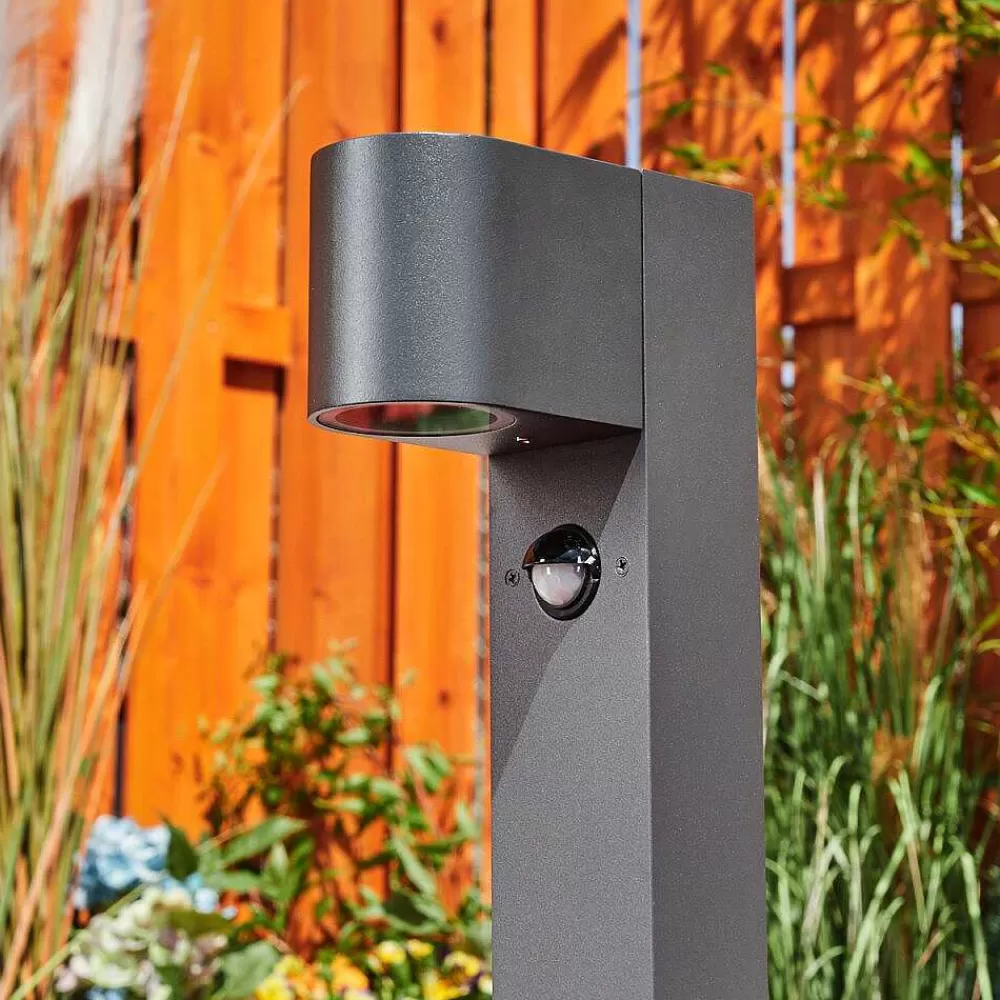 hofstein Borne Lumineuse Kingstown Anthracite, 1 Lumiere, Detecteur De Mouvement