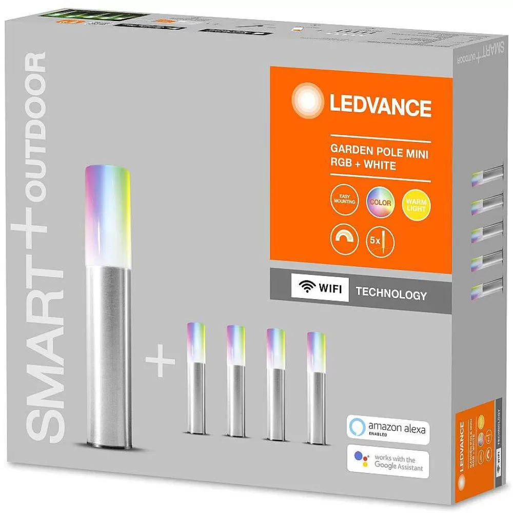 Luminaires Ledvance Borne Lumineuse Ledvance Garden Pole Acier Inoxydable, 1 Lumiere, Changeur De Couleurs