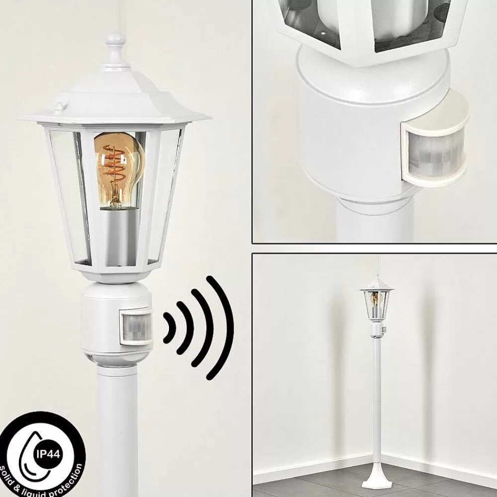 hofstein Borne Lumineuse Loria Blanc, 1 Lumiere, Detecteur De Mouvement