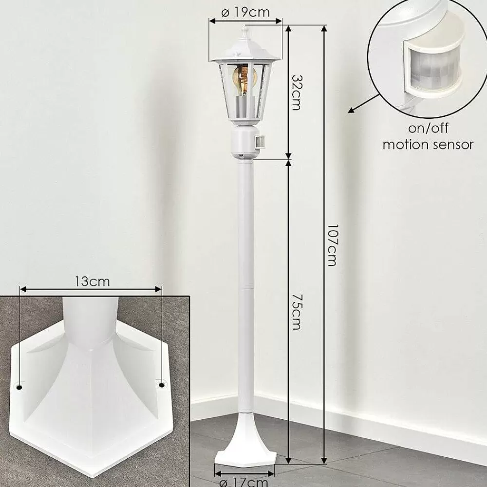 hofstein Borne Lumineuse Loria Blanc, 1 Lumiere, Detecteur De Mouvement