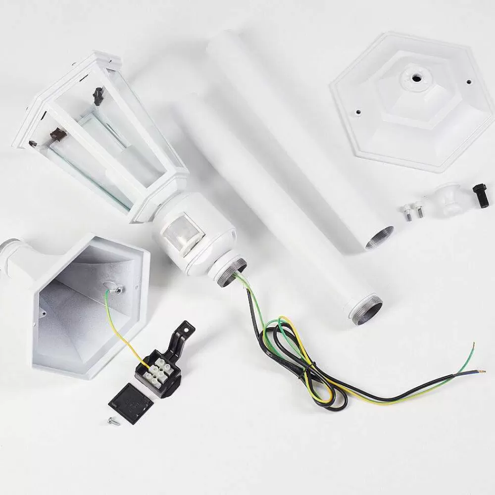 hofstein Borne Lumineuse Loria Blanc, 1 Lumiere, Detecteur De Mouvement
