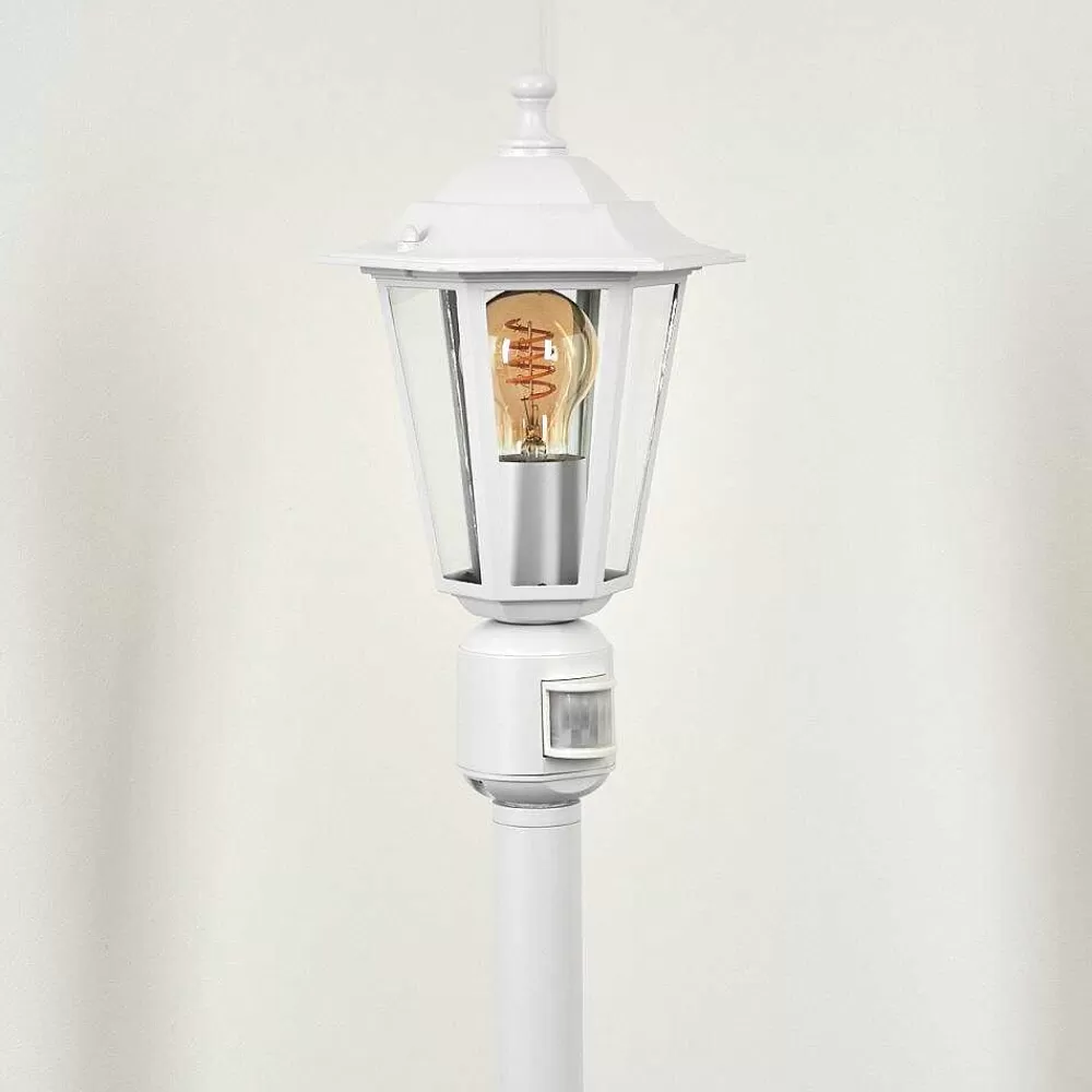 hofstein Borne Lumineuse Loria Blanc, 1 Lumiere, Detecteur De Mouvement