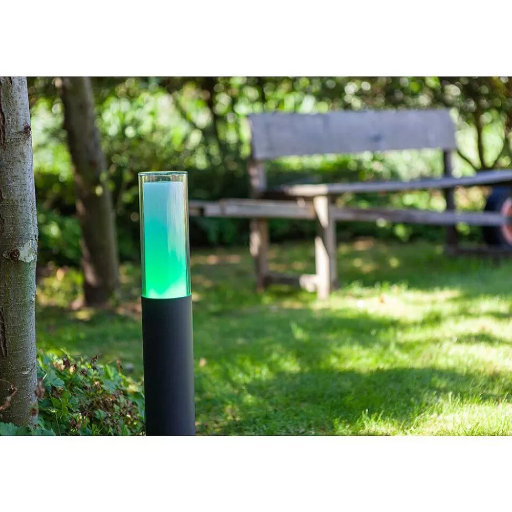 Luminaires Lutec Borne Lumineuse Lutec Dropa Led Anthracite, 1 Lumiere, Changeur De Couleurs