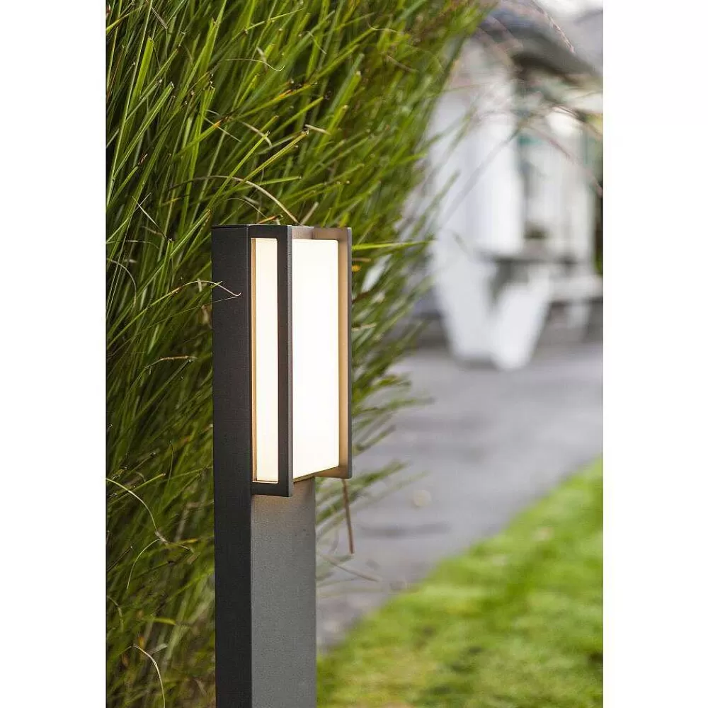 Luminaires Lutec Borne Lumineuse Lutec Qubo Led Anthracite, 1 Lumiere, Changeur De Couleurs