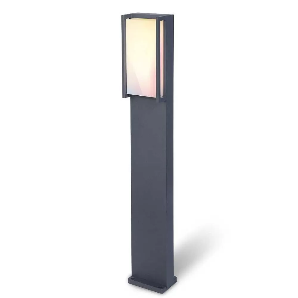 Luminaires Lutec Borne Lumineuse Lutec Qubo Led Anthracite, 1 Lumiere, Changeur De Couleurs