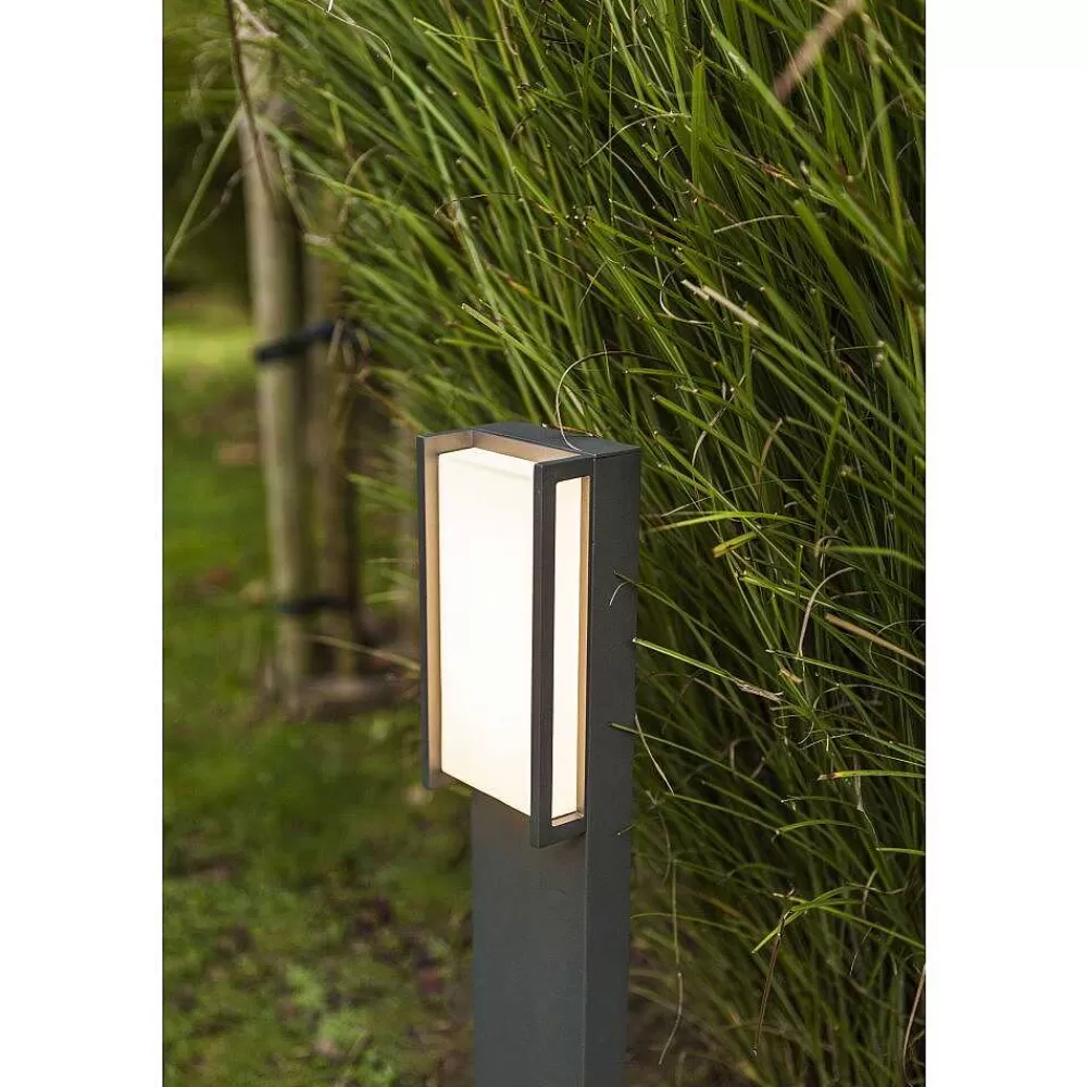 Luminaires Lutec Borne Lumineuse Lutec Qubo Led Anthracite, 1 Lumiere, Changeur De Couleurs
