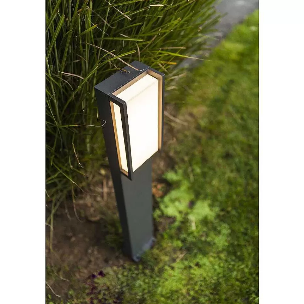 Luminaires Lutec Borne Lumineuse Lutec Qubo Led Anthracite, 1 Lumiere, Changeur De Couleurs