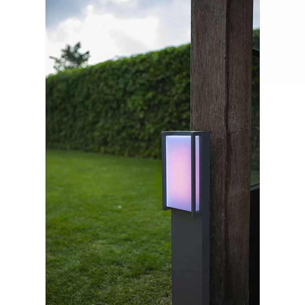 Luminaires Lutec Borne Lumineuse Lutec Qubo Led Anthracite, 1 Lumiere, Changeur De Couleurs