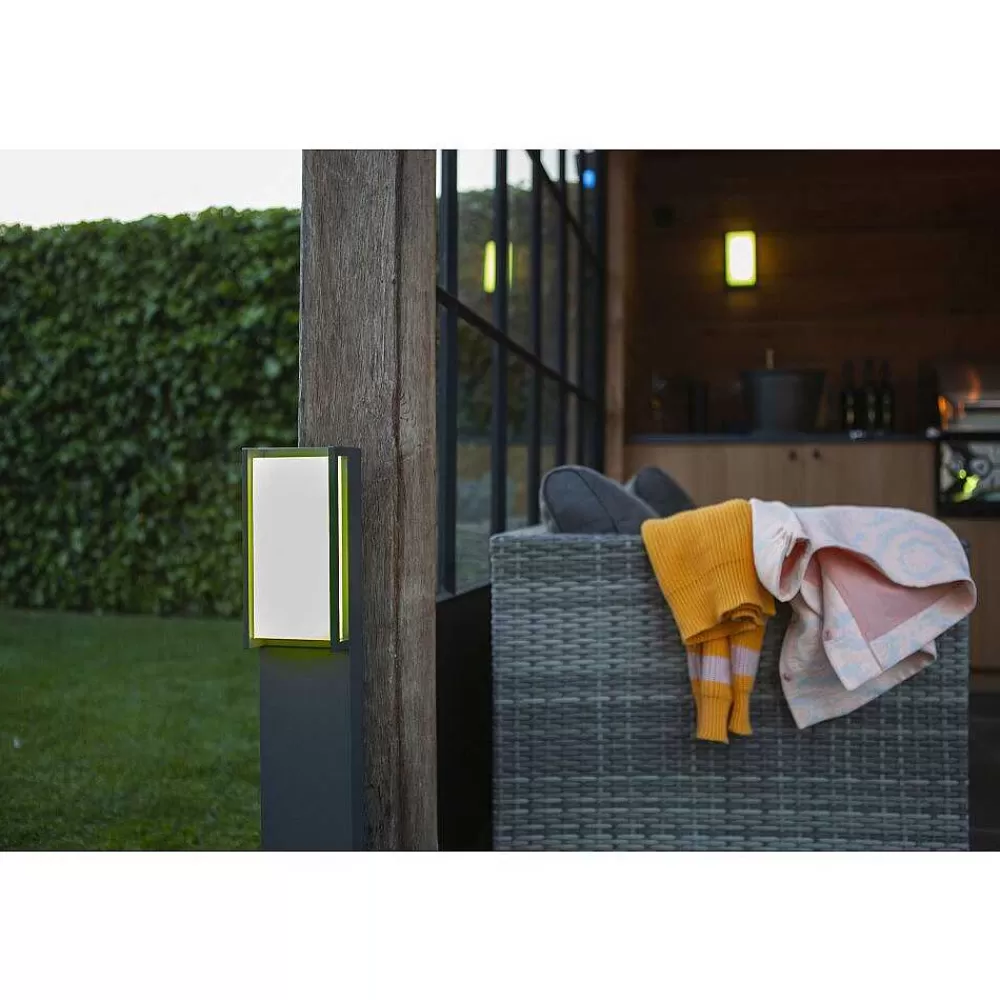 Luminaires Lutec Borne Lumineuse Lutec Qubo Led Anthracite, 1 Lumiere, Changeur De Couleurs