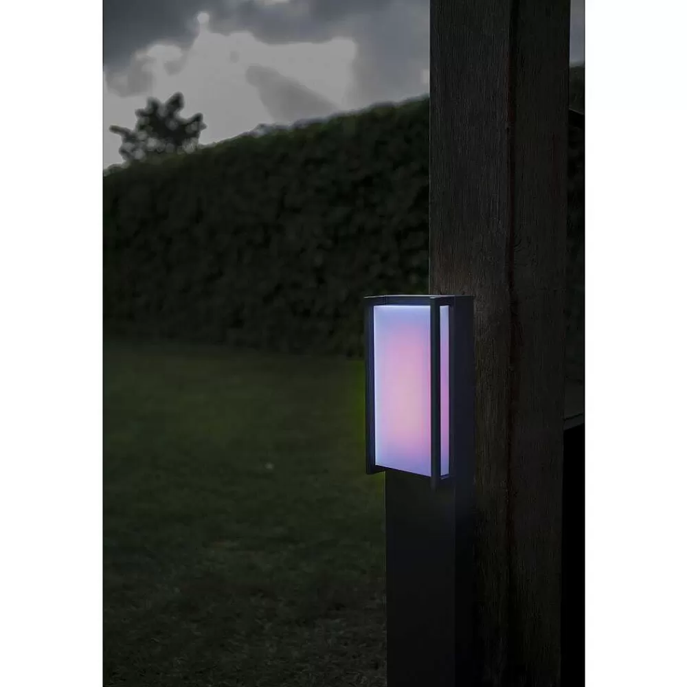 Luminaires Lutec Borne Lumineuse Lutec Qubo Led Anthracite, 1 Lumiere, Changeur De Couleurs