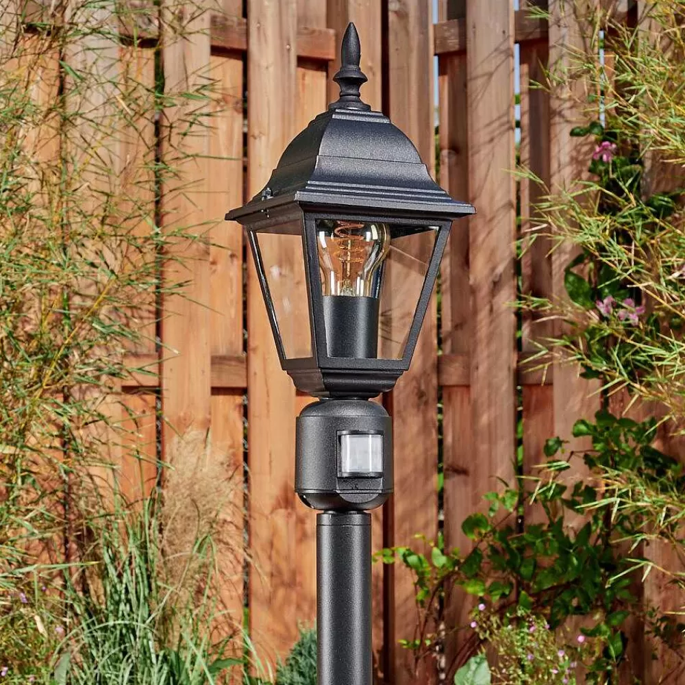 hofstein Borne Lumineuse Naofe Noir, 1 Lumiere, Detecteur De Mouvement
