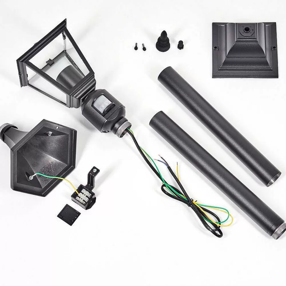 hofstein Borne Lumineuse Naofe Noir, 1 Lumiere, Detecteur De Mouvement