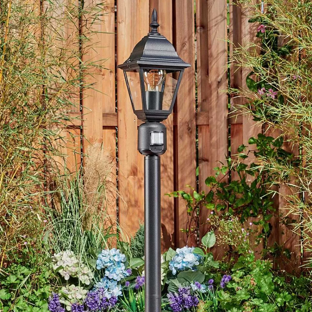 hofstein Borne Lumineuse Naofe Noir, 1 Lumiere, Detecteur De Mouvement