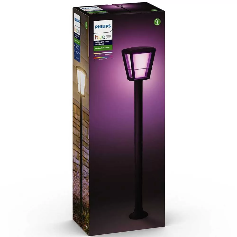 Luminaires Philips Borne Lumineuse Philips Hue Ambiance White & Color Econic Led Noir, 1 Lumiere, Changeur De Couleurs