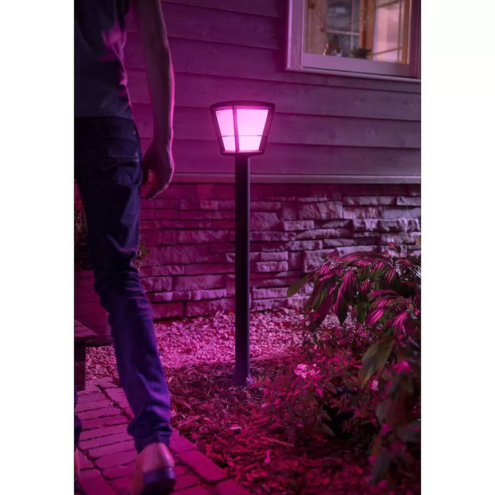 Luminaires Philips Borne Lumineuse Philips Hue Ambiance White & Color Econic Led Noir, 1 Lumiere, Changeur De Couleurs