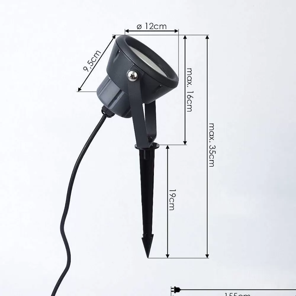 hofstein Borne Lumineuse Sempach Led Noir, 1 Lumiere, Changeur De Couleurs