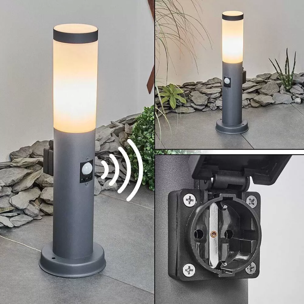 hofstein Borne Lumineuse Sessa Anthracite, 1 Lumiere, Detecteur De Mouvement