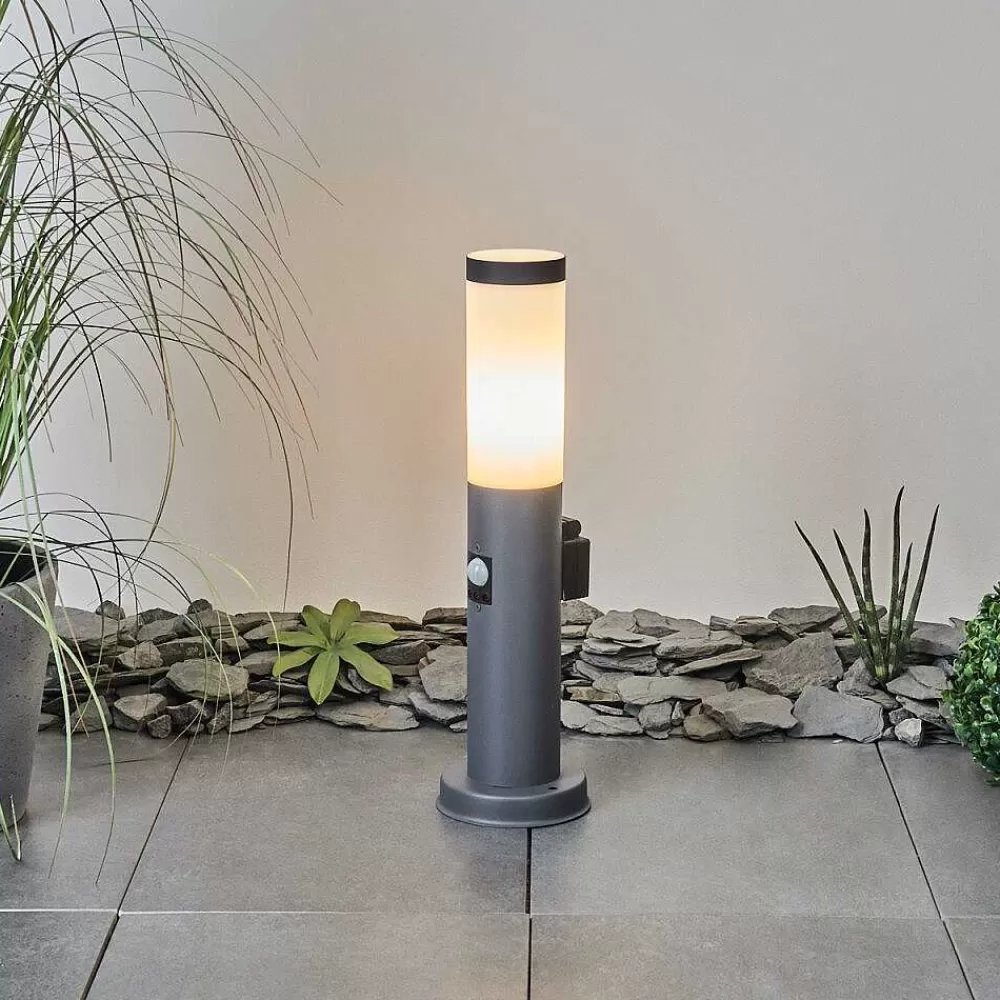 hofstein Borne Lumineuse Sessa Anthracite, 1 Lumiere, Detecteur De Mouvement