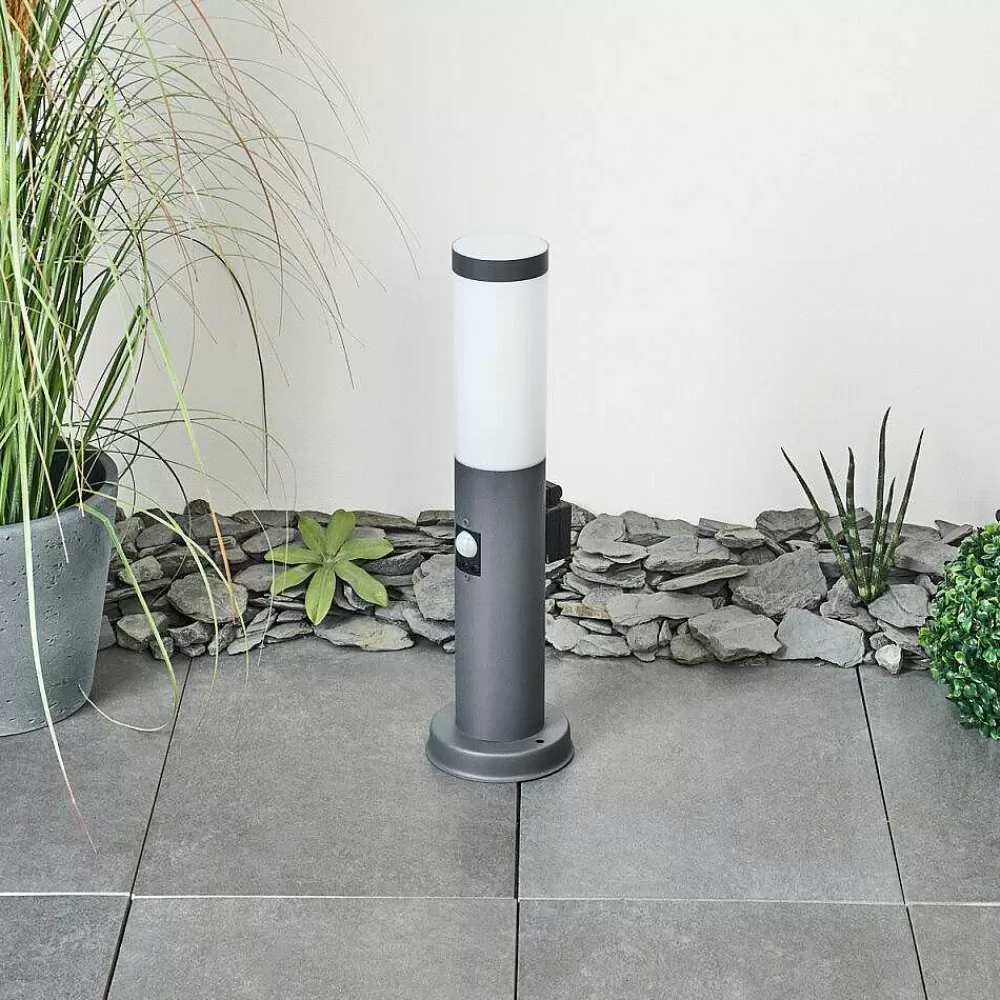 hofstein Borne Lumineuse Sessa Anthracite, 1 Lumiere, Detecteur De Mouvement