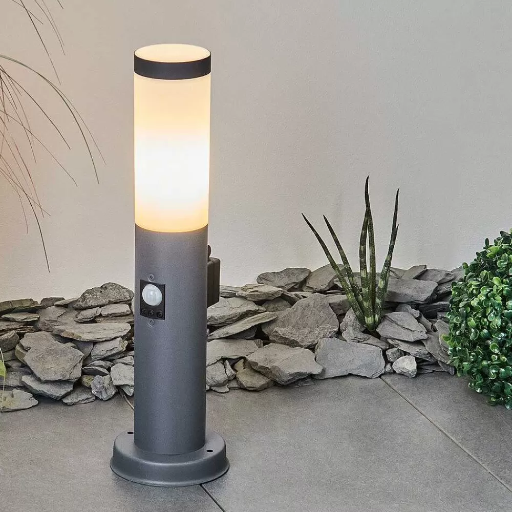 hofstein Borne Lumineuse Sessa Anthracite, 1 Lumiere, Detecteur De Mouvement