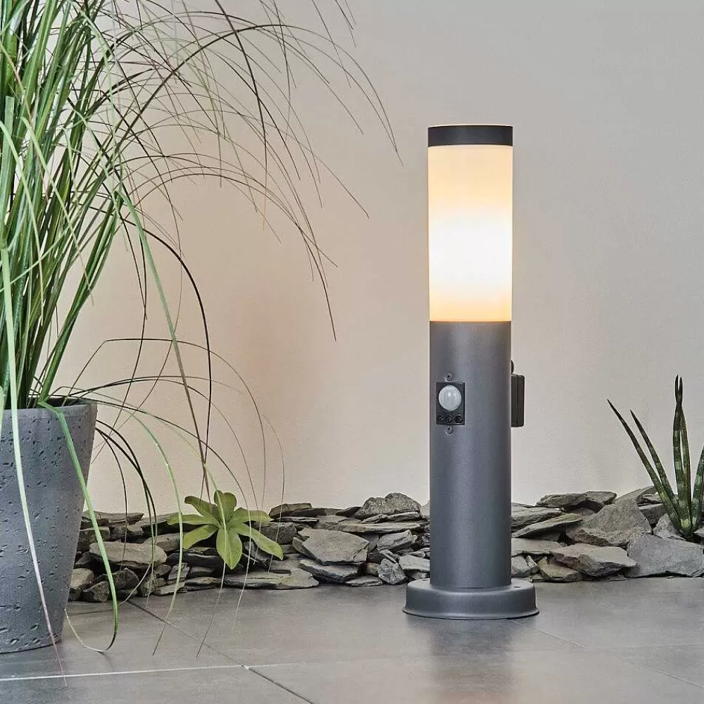 hofstein Borne Lumineuse Sessa Anthracite, 1 Lumiere, Detecteur De Mouvement