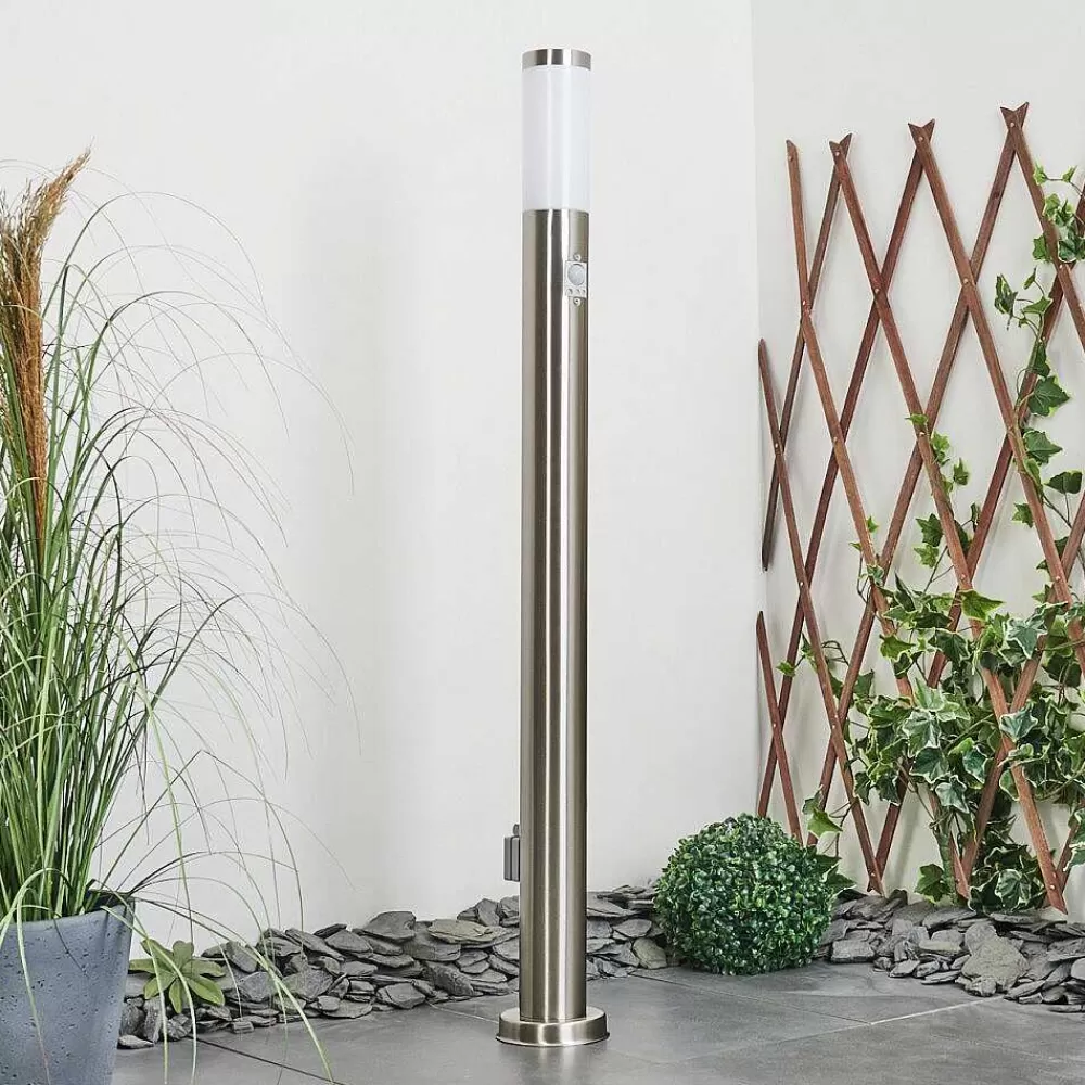 hofstein Borne Lumineuse Sessa Nickel Mat, 1 Lumiere, Detecteur De Mouvement
