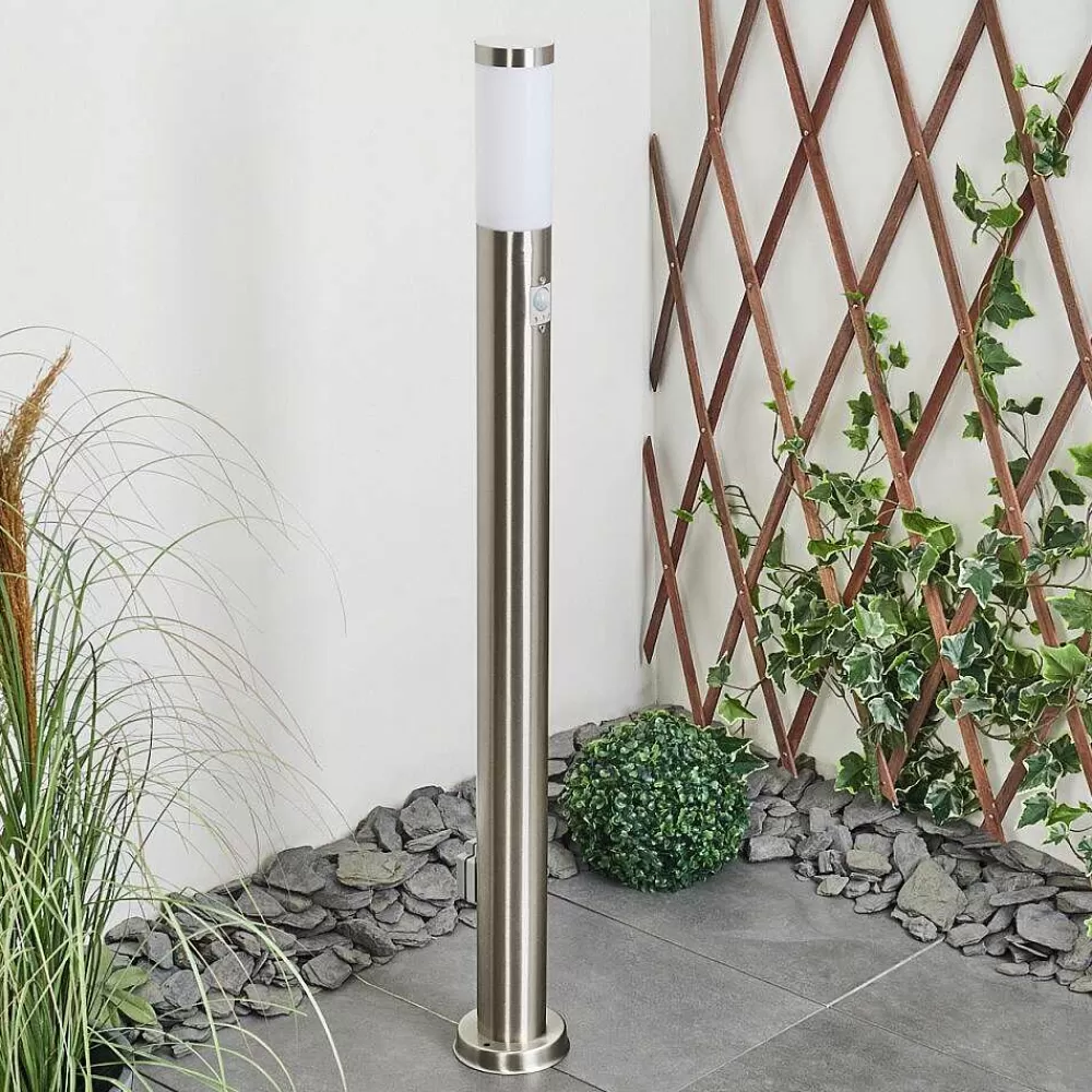 hofstein Borne Lumineuse Sessa Nickel Mat, 1 Lumiere, Detecteur De Mouvement