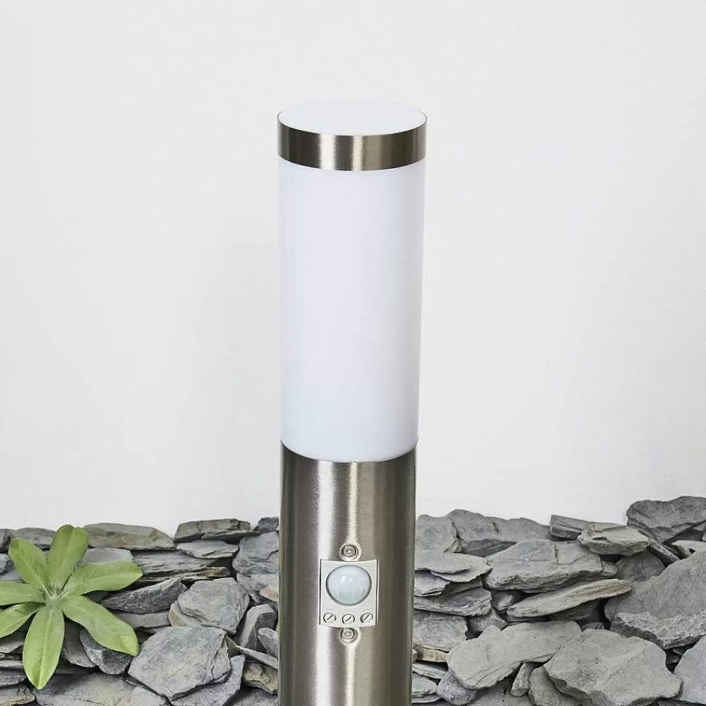hofstein Borne Lumineuse Sessa Nickel Mat, 1 Lumiere, Detecteur De Mouvement